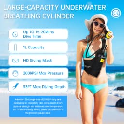 DIDEEP 1L Mini Scuba Diving Tank Set, 15-20Mins Underwater Diving Cylinder with Hand Pump,Portable Lungs Bottle with 3000 PSI