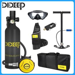 DIDEEP 1L Mini Scuba Diving Tank Set, 15-20Mins Underwater Diving Cylinder with Hand Pump,Portable Lungs Bottle with 3000 PSI