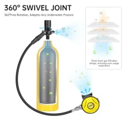 DIDEEP 1L Mini Scuba Diving Tank Set, 15-20Mins Underwater Diving Cylinder with Hand Pump,Portable Lungs Bottle with 3000 PSI