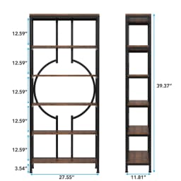 Tribesigns Industrial Bookshelf, Tall Bookcase with Open Shelves, Wood and Metal Display Shelf Storage Shelves
