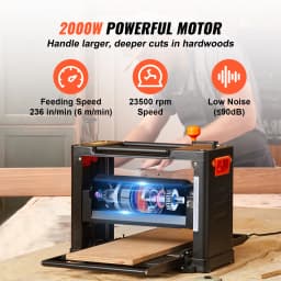 SucceBuy Electric Thickness Planer Benchtop 13inch Wood Planer with 3 Blades Two Speed 15-Amp 2000W for DIY Woodworking Planing