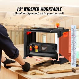 SucceBuy Electric Thickness Planer Benchtop 13inch Wood Planer with 3 Blades Two Speed 15-Amp 2000W for DIY Woodworking Planing