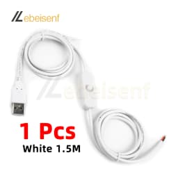 New 5V Switch Power Supply Wire 1.5M USB Male to 2 Core Connection Cable 501 Button ON OFF 2A For LED Strip Lamp Bulb Light DIY