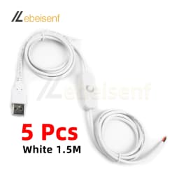 New 5V Switch Power Supply Wire 1.5M USB Male to 2 Core Connection Cable 501 Button ON OFF 2A For LED Strip Lamp Bulb Light DIY