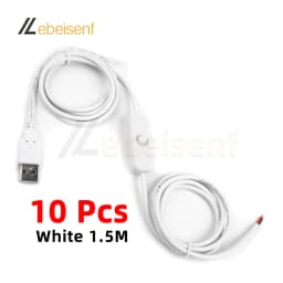 New 5V Switch Power Supply Wire 1.5M USB Male to 2 Core Connection Cable 501 Button ON OFF 2A For LED Strip Lamp Bulb Light DIY