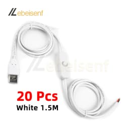 New 5V Switch Power Supply Wire 1.5M USB Male to 2 Core Connection Cable 501 Button ON OFF 2A For LED Strip Lamp Bulb Light DIY