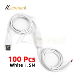 New 5V Switch Power Supply Wire 1.5M USB Male to 2 Core Connection Cable 501 Button ON OFF 2A For LED Strip Lamp Bulb Light DIY