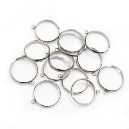 10pcs/Lot No Fade Stainless Steel 18mm Diameter Adjustable Rings Setting with 2mm Loop Connector DIY Jewelry Making Accessories
