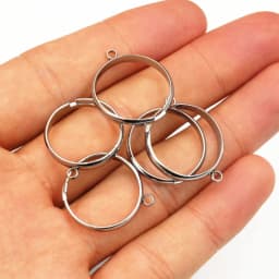 10pcs/Lot No Fade Stainless Steel 18mm Diameter Adjustable Rings Setting with 2mm Loop Connector DIY Jewelry Making Accessories