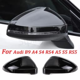 Premium Matte Silver Mirror Covers For Audi A4 B9 8W S4 RS4 A5 S5 RS5 2017-2023 Black Carbon Replacement side mirror housings