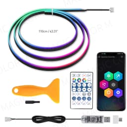 Vegetting 140cm Car Ambient Lights LED Interior RGB Symphony Atmosphere Lamp USB APP Control Remote for Tesla Model 3 Y S X