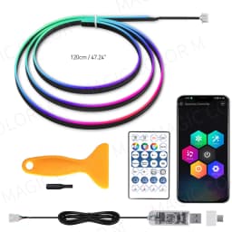 Vegetting 140cm Car Ambient Lights LED Interior RGB Symphony Atmosphere Lamp USB APP Control Remote for Tesla Model 3 Y S X
