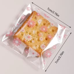 100Pcs Plastic Packing Bags for Biscuits Candy Cookies Flower Self-Adhesive Bags Jewelry Party Gift Packaging