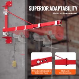 SucceBuy Electric Hoist Support Arm Swing Holder with Pole Steel Hoist Frame 180° Scaffold Winch Lifting Arm for Workshop Garage