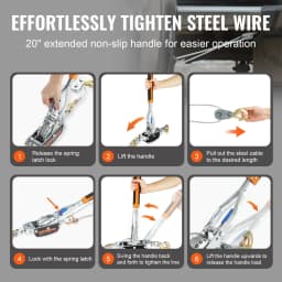 SucceBuy 2T/5T Come Along Winch Ratchet Power Puller Tool with 11.5ft Steel Cable Automotive Hoist Cable Puller for Vehicle Rescue
