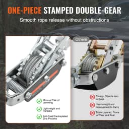 SucceBuy 2T/5T Come Along Winch Ratchet Power Puller Tool with 11.5ft Steel Cable Automotive Hoist Cable Puller for Vehicle Rescue