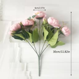 30cm Rose Pink Silk Peony Artificial Flowers Bouquet 5 Big Head and 4 Bud Cheap Fake Flowers for Home Wedding Decoration Indoor