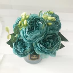 30cm Rose Pink Silk Peony Artificial Flowers Bouquet 5 Big Head and 4 Bud Cheap Fake Flowers for Home Wedding Decoration Indoor