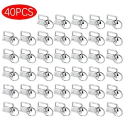20/40/60PCS Webbing Tail Clip Key Fob Hardware 25mm Keychain Split Ring with Tool Pliers for Wrist Wristlets Cotton Tail Clip
