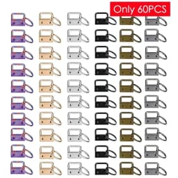 20/40/60PCS Webbing Tail Clip Key Fob Hardware 25mm Keychain Split Ring with Tool Pliers for Wrist Wristlets Cotton Tail Clip