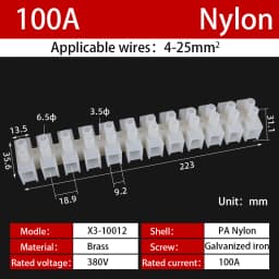 12 Position Barrier Screw X3-1012 Nylon Plastic Terminal Block 20A Transparent White Copper 380V Wire Connector Dual Row