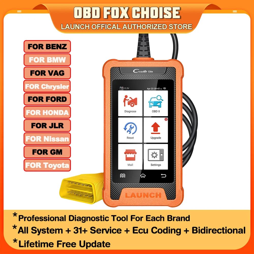 LAUNCH X431 Creader Elite Car Diagnostic Tools Professional Full System TPMS 31+ reset Function Online Coding OBD2 Scanner