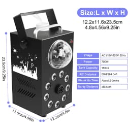 U'King 700W Smoke Machine Wireless Remote Control Effect Fogger 3in1 LED RGB Stage Light Fog Machine DJ Halloween Christmas