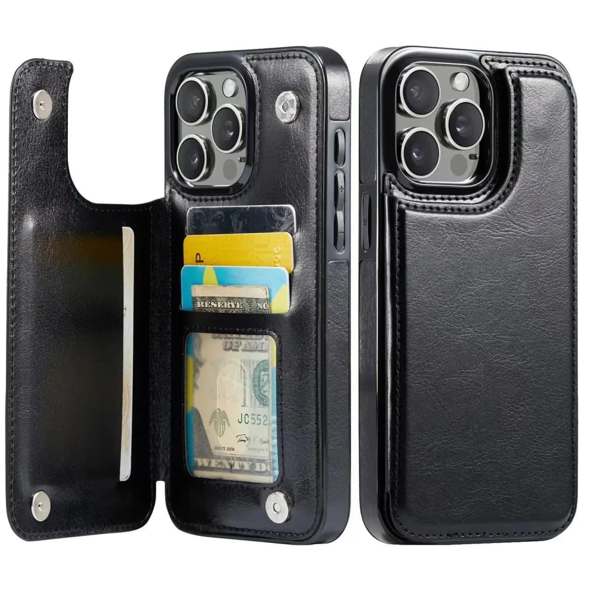 Wallet Card Holder Case for iPhone 16 15 14 13 12 11 Pro Max XS XR Leather Cover