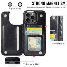 Wallet Card Holder Case for iPhone 16 15 14 13 12 11 Pro Max XS XR Leather Cover