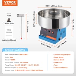 SucceBuy Electric Cotton Candy Machine Candy Floss Maker Commercial Cotton Candy Machine Stainless Steel Bowl and Sugar Scoop