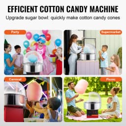 SucceBuy Electric Cotton Candy Machine Candy Floss Maker Commercial Cotton Candy Machine Stainless Steel Bowl and Sugar Scoop