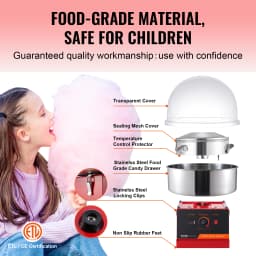 SucceBuy Electric Cotton Candy Machine Candy Floss Maker Commercial Cotton Candy Machine Stainless Steel Bowl and Sugar Scoop