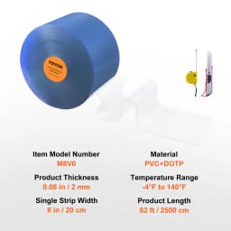 SucceBuy 50/100/150ft PVC Strip Curtain 8"/12" Clear Smooth Plastic Door Strips Curtain Bulk Roll for Warehouses Factories