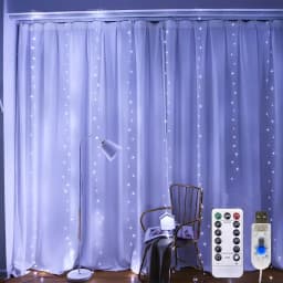 Remote Control 300 Led Curtain String – 3X3M, 8 Modes for Ramadan and Holiday Decor (White)