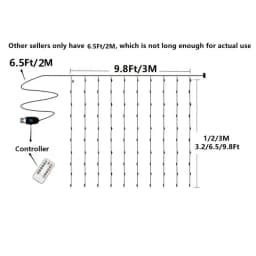 Remote Control 300 Led Curtain String – 3X3M, 8 Modes for Ramadan and Holiday Decor (White)