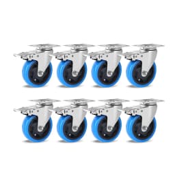 Set of Transport Rollers 100mm for Industrial Transport & Logistics 4/8x Swivel Casters with Brake, 150kg per Wheel