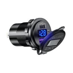 PD Type-C QC3.0 USB Car Charger Socket with Switch Voltmeter Power Outlet Quick Charge for 12V 24V Motorcycle RV Boat ATV
