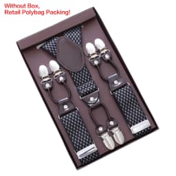 Vintage Suspenders for Men Heavy Duty Big Tall 3.5*120cm Wide Y Back 6 Metal Clips Adjustable Elastic Trouser Braces Strap Belt