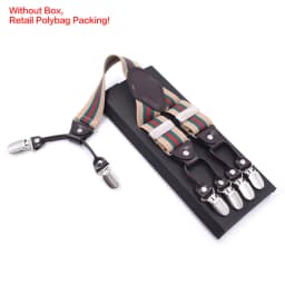 Vintage Suspenders for Men Heavy Duty Big Tall 3.5*120cm Wide Y Back 6 Metal Clips Adjustable Elastic Trouser Braces Strap Belt