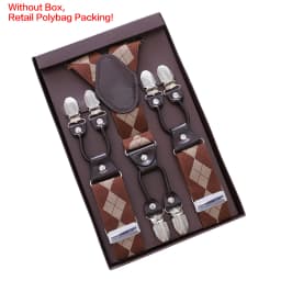 Vintage Suspenders for Men Heavy Duty Big Tall 3.5*120cm Wide Y Back 6 Metal Clips Adjustable Elastic Trouser Braces Strap Belt