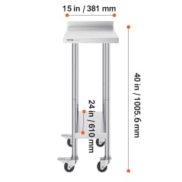 SucceBuy Stainless Steel Work Table Commercial Food Prep Worktable with Casters Heavy Duty Prep Worktable for Restaurant Home