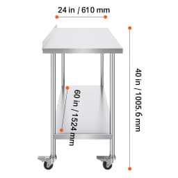 SucceBuy Stainless Steel Work Table Commercial Food Prep Worktable with Casters Heavy Duty Prep Worktable for Restaurant Home