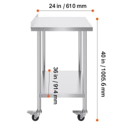 SucceBuy Stainless Steel Work Table Commercial Food Prep Worktable with Casters Heavy Duty Prep Worktable for Restaurant Home
