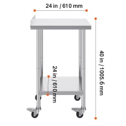 SucceBuy Stainless Steel Work Table Commercial Food Prep Worktable with Casters Heavy Duty Prep Worktable for Restaurant Home
