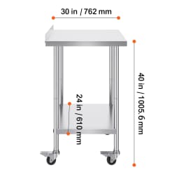 SucceBuy Stainless Steel Work Table Commercial Food Prep Worktable with Casters Heavy Duty Prep Worktable for Restaurant Home