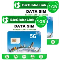 EIOTCLUB International Data SIM Card - 1GB 30DAY, High Speed 5G/4G LTE Coverage, Global Coverage 200+ Countries, No Contract Fee