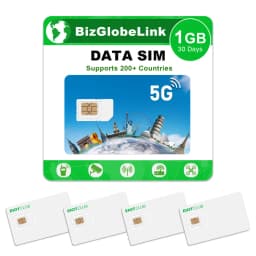 EIOTCLUB International Data SIM Card - 1GB 30DAY, High Speed 5G/4G LTE Coverage, Global Coverage 200+ Countries, No Contract Fee