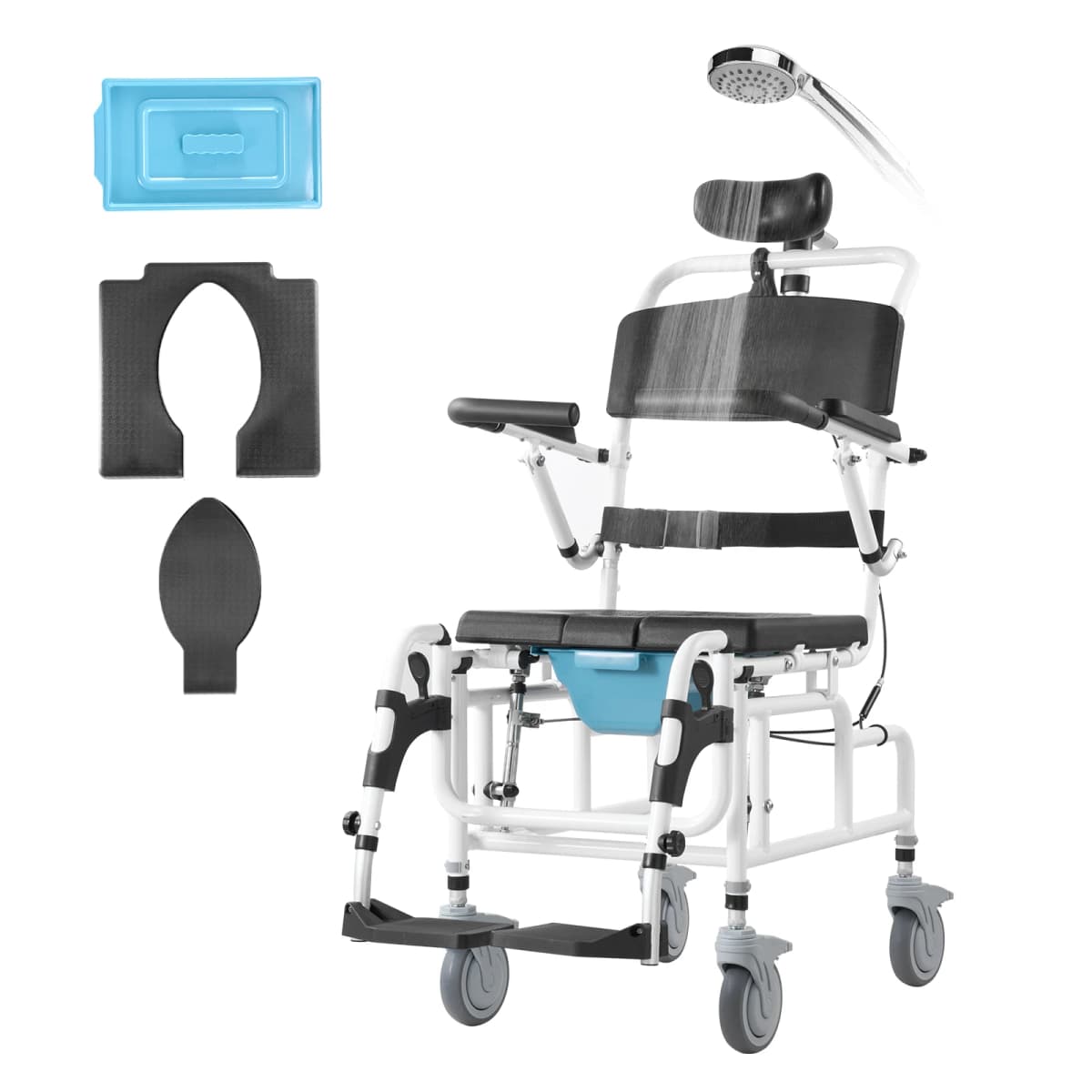 SucceBuy Shower Wheelchair  17.5in Width Aluminum Alloy Bathroom Wheelchair for Inside Shower for Disabled Adult  300 lbs