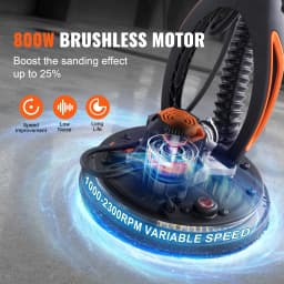 SucceBuy 800W Electric Drywall Sander Brushless Motor 1000-2300RPM Variable Speed Household Polishing Machine Wall Sand Grinder