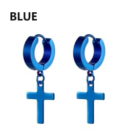 1Pair Punk Stainless Steel Cross Pendant Hoop Earrings For Men Women Not Fade Ear Rings Hip Hop Male Jewelry